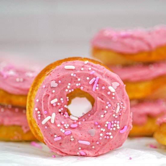 Donuts with Strawberry Frosting - Recipe photo by Thyme of Season