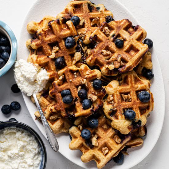 Healthy Ricotta Blueberry Waffles - Recipe photo by Tina FitDiary
