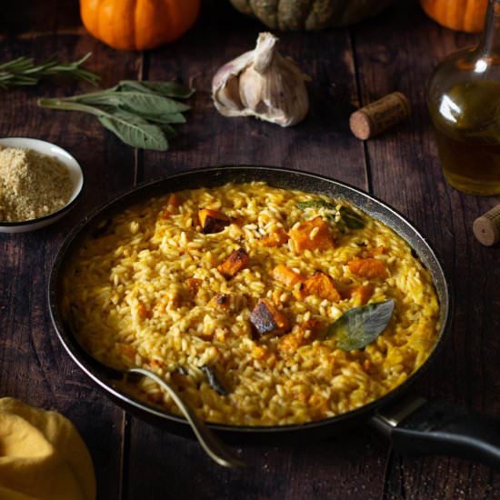 Roasted Pumpkin Risotto - Recipe photo by Ourplantbasedworld