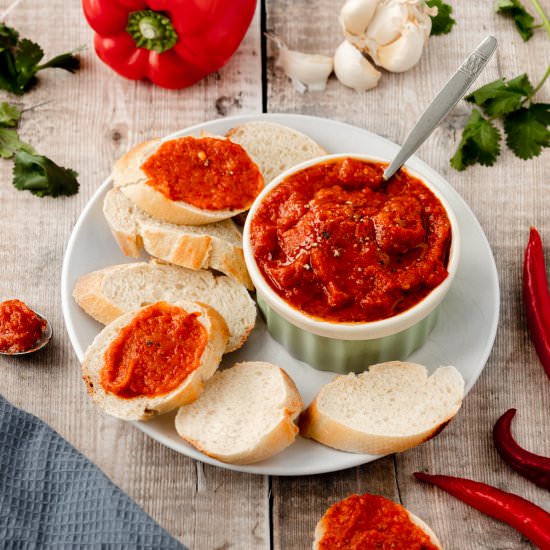 Ajvar – Red Pepper Aubergine Dip - Recipe photo by Searchingforspice