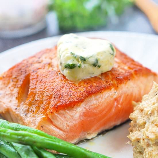 Salmon with Lemon Herb Butter - Recipe photo by MyLifeCookbook