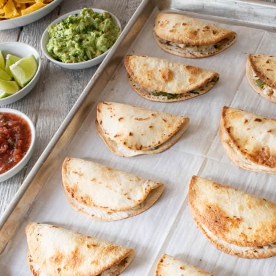 Mini Green Chile Chicken Quesadilla - Recipe photo by For the Love of Cooking
