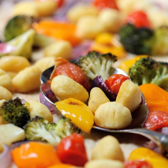 Sheet Pan Gnocchi, Veggies & Pesto - Recipe photo by flavor-feed