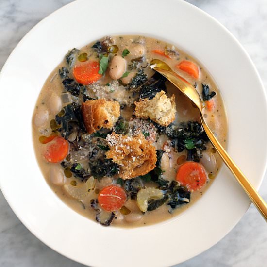Vegan White Bean Soup with Kale - Recipe photo by twoofakindcooks