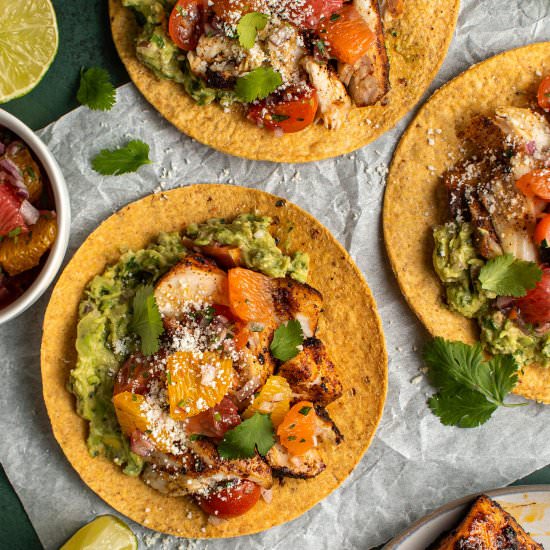 Citrus marinated fish tostadas - Recipe photo by cherryonmysundae