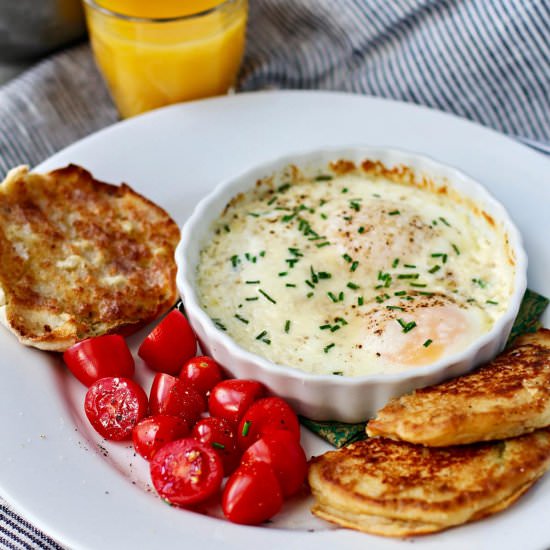 Baked Eggs with Parmesan & Chives - Recipe photo by karenskitchenstories