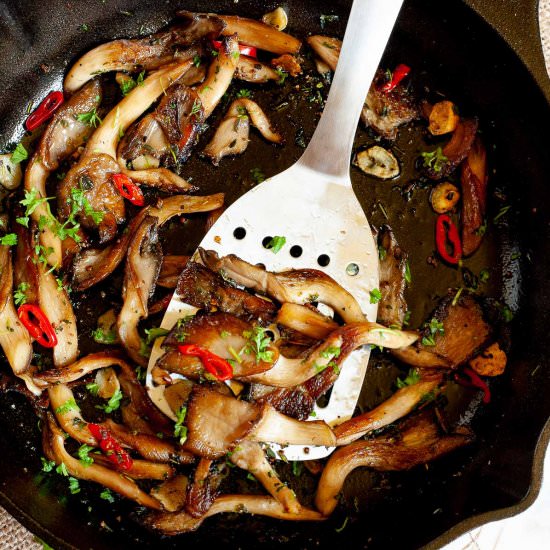 Panfried Green Herb Oyster Mushroom - Recipe photo by MyPurePlants