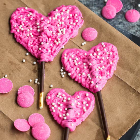 Chocolate Pocky Heart Decorations - Recipe photo by CallMePMc