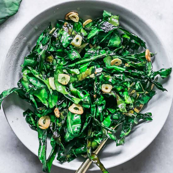 Sautéed Brussels Sprouts Tops - Recipe photo by forkintheroad