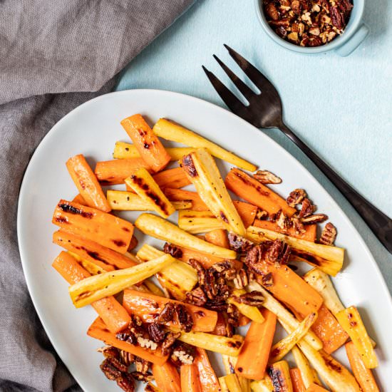 Honey Roasted Carrots and Parsnips - Recipe photo by Chef Molly