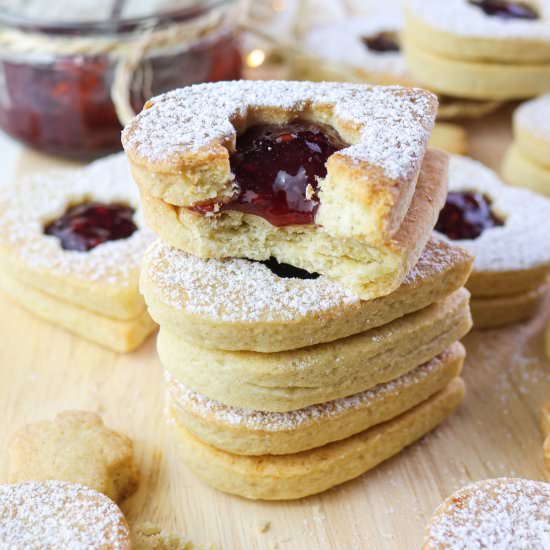 Vegan Raspberry Linzer Cookies - Recipe photo by aVegTasteFromAtoZ