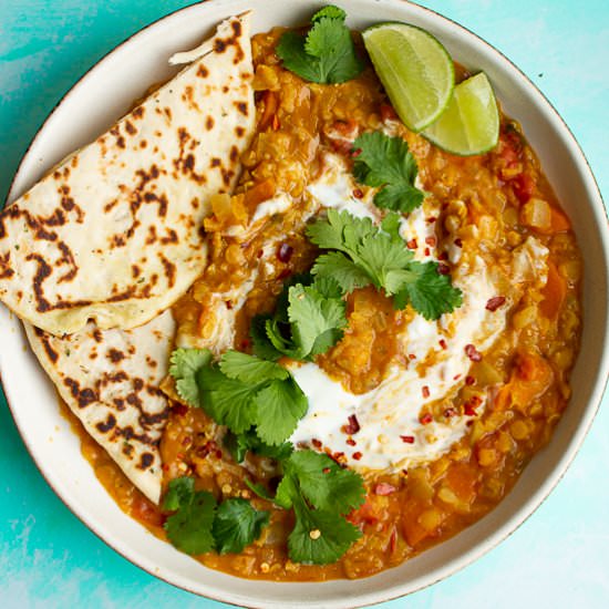 Easy Red Lentil Dahl - Recipe photo by beatthebudget