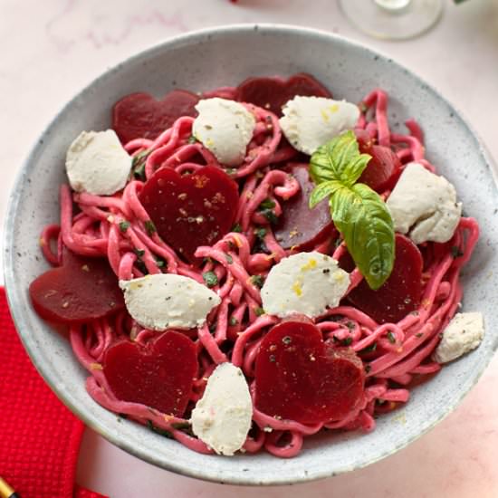 Homemade Pink Valentine's Day Pasta - Recipe photo by BitterSweet