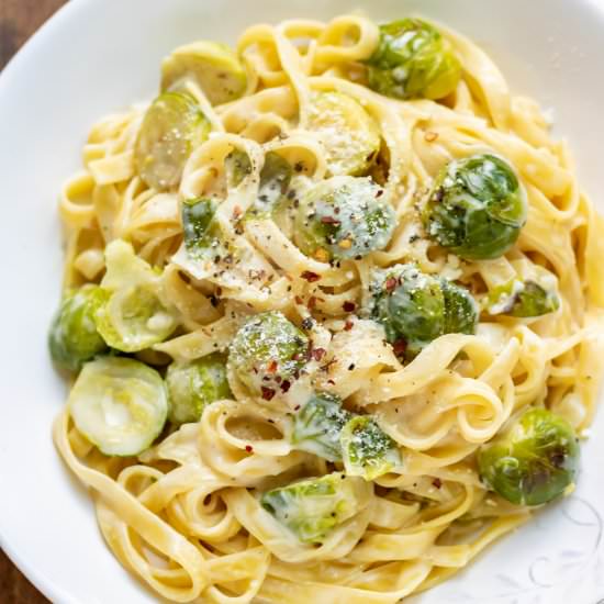Brussels Sprout Pasta - Recipe photo by yousaypotatoes