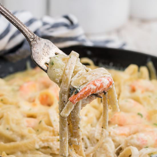 Shrimp Alfredo Bake - Recipe photo by thecaglediaries