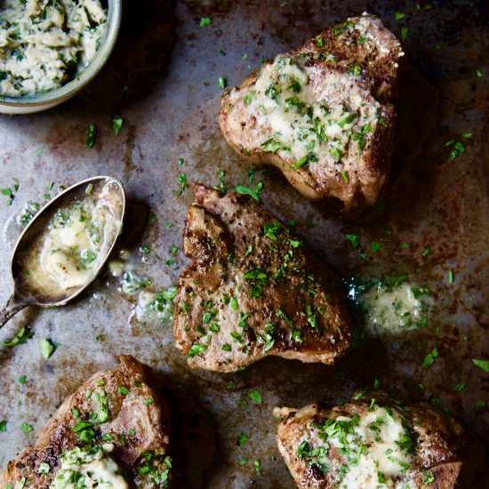 Lamb Chops with Anchovy Butter - Recipe photo by fromachefskitchen