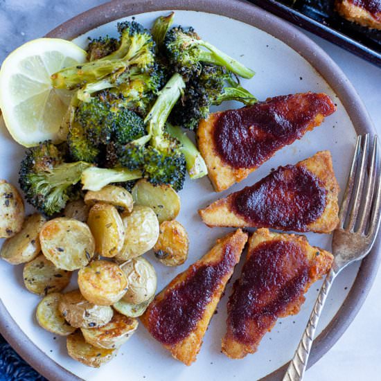 Sheet Pan BBQ Tofu - Recipe photo by She Likes Food