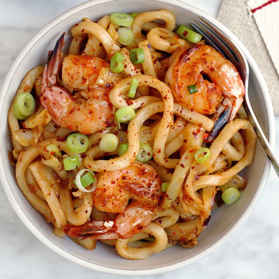 Garlic Shrimp Udon Noodles - Recipe photo by twoofakindcooks
