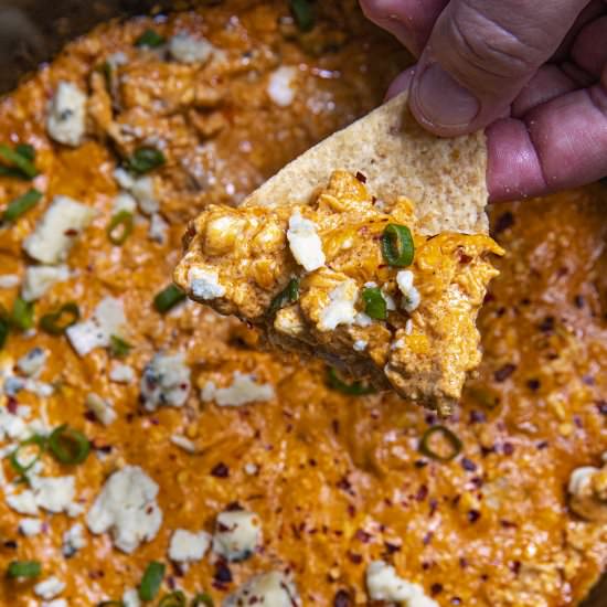 Crockpot Buffalo Chicken Dip - Recipe photo by ChiliPepperMadness