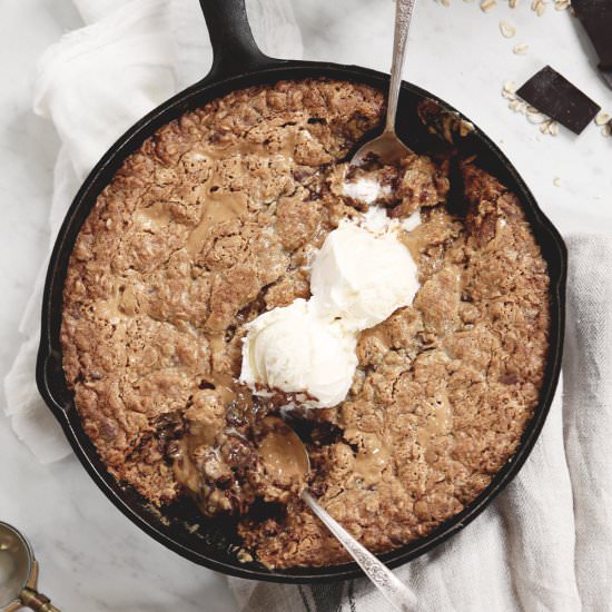 PB Oatmeal Skillet Cookie - Recipe photo by The Merrythought