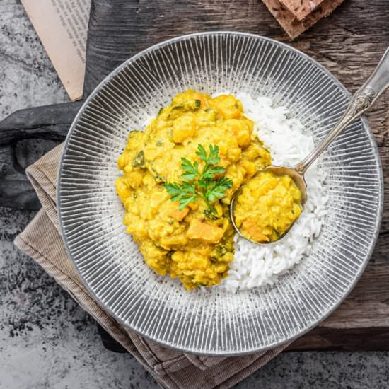 Kabocha Squash & Yellow Lentil Dhal - Recipe photo by RainbowInMyKitchen