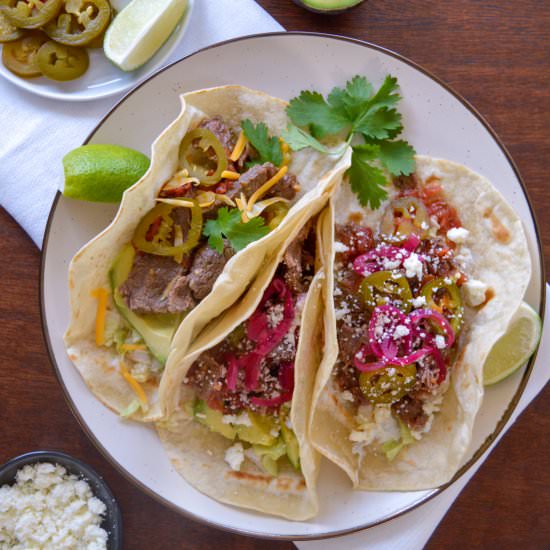 Instant Pot Flank Steak Tacos - Recipe photo by wholemadeliving