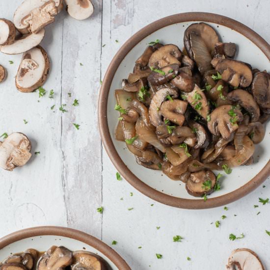 Sauteed Mushrooms and Onions - Recipe photo by biscuitsandburlap