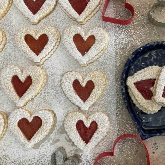 Linzer Heart Cookies - Recipe photo by Gathered In The Kitchen