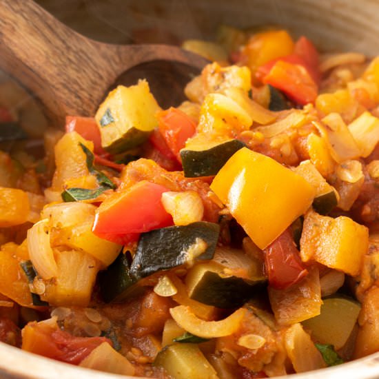 No Fuss Ratatouille - Recipe photo by TheHomeBakedVegan