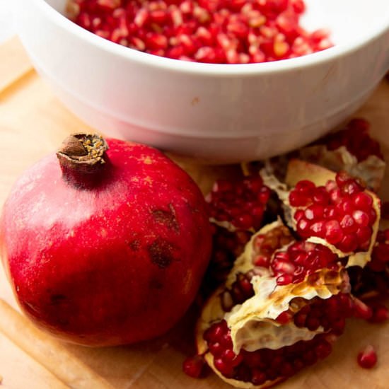 How to Cut a Pomegranate - Recipe photo by wholefully