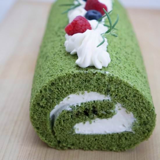 Matcha Swiss Roll Cake - Recipe photo by cookingwithteamj