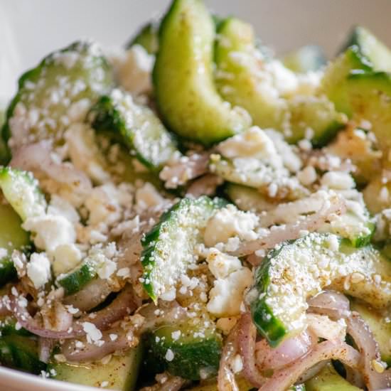 Zaatar Cucumber Feta Salad - Recipe photo by JawnsICooked