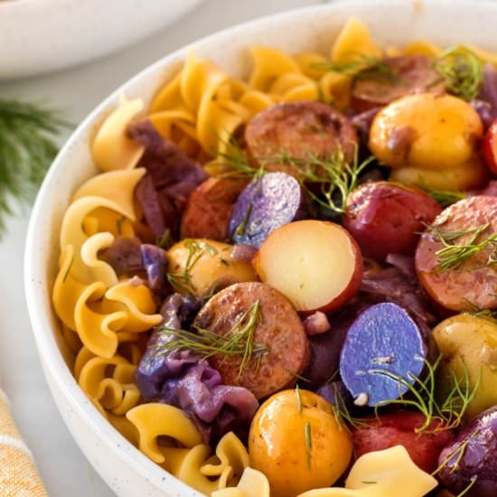 Slow Cooker Sausage and Potatoes - Recipe photo by noshingwiththenolands