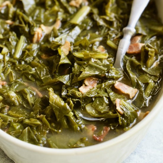 Easy Braised Southern Greens - Recipe photo by fromachefskitchen