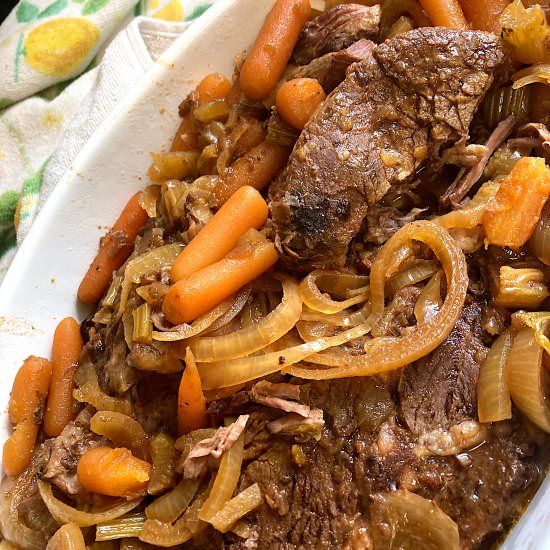 Slow Cooker French Onion Pot Roast - Recipe photo by booyahbuffet