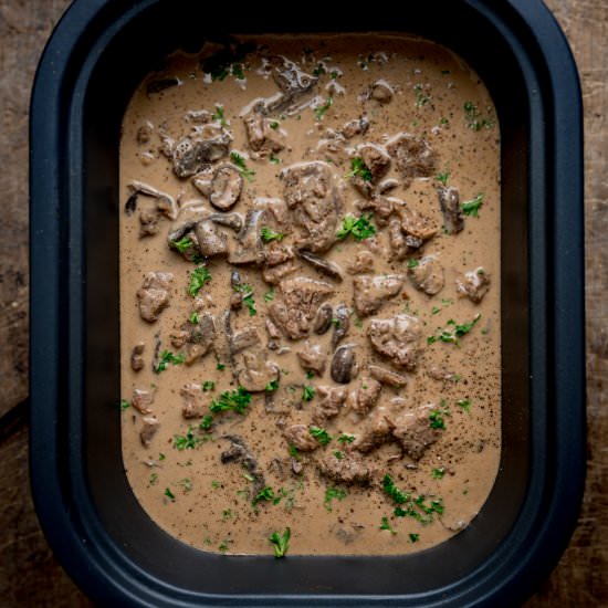 Slow Cooker Beef Stroganoff - Recipe photo by KitchenSanctuary