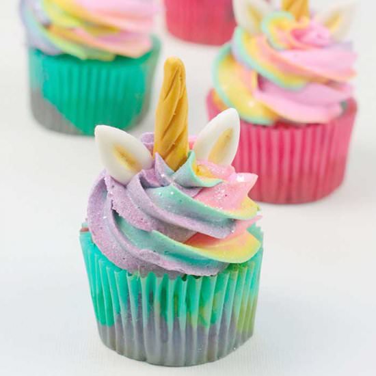 Rainbow Unicorn Cupcakes - Recipe photo by Everything Pretty