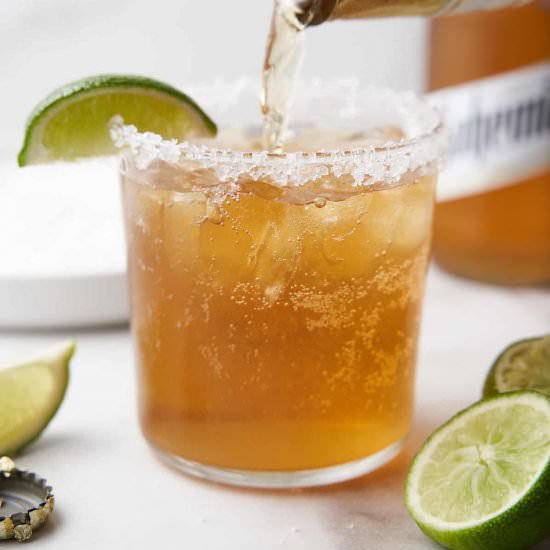 chelada (mexican beer cocktail) - Recipe photo by brokebankvegan