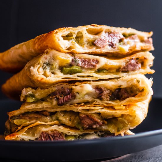 Carne Asada Quesadillas - Recipe photo by PinchandSwirl
