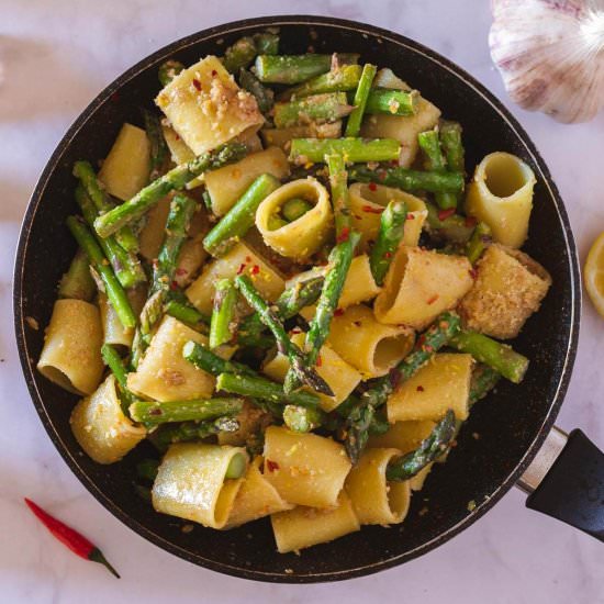 Pasta with Asparagus - Recipe photo by Ourplantbasedworld