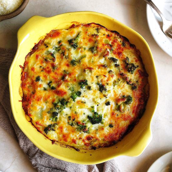 Cheesy broccoli and potato gratin - Recipe photo by myfoodmemoirs