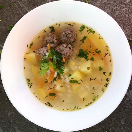Simple Rice and Meatball Soup - Recipe photo by emkayskitchen