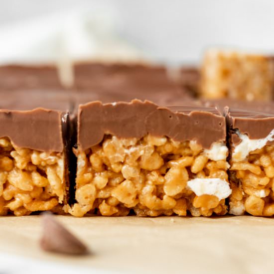 Chocolate Peanut Butter Rice Krispy - Recipe photo by themarblekitchen