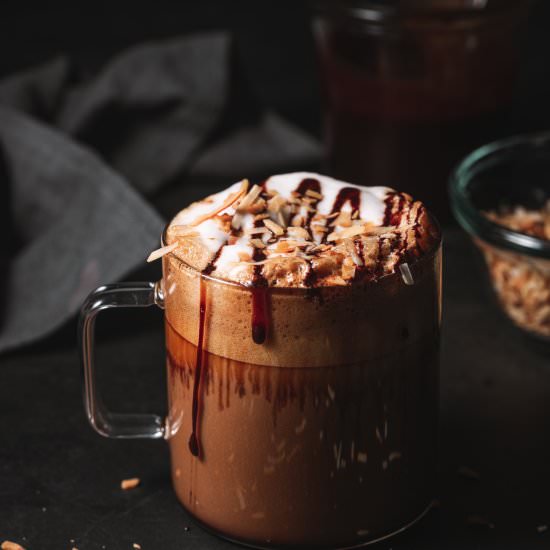 Vegan Toasted Coconut Mocha Latte - Recipe photo by Liv Vegan Strong