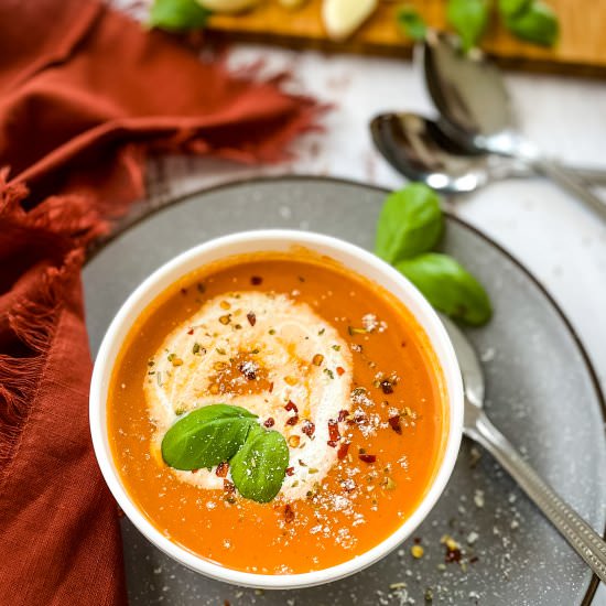 Creamy Tomato Bisque - Recipe photo by Sweet Simple Masala