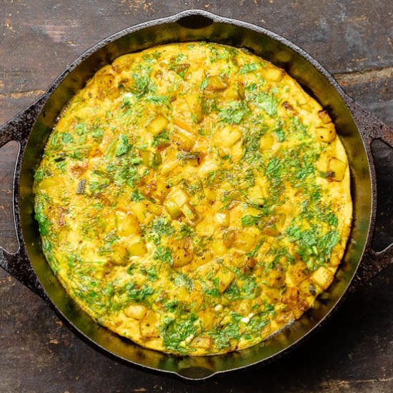 EASY Herby Potato Omelet - Recipe photo by The Mediterranean Dish