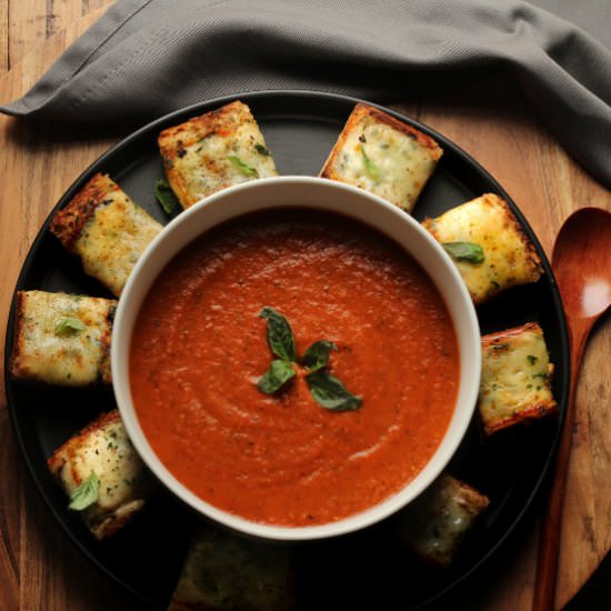 Roasted Tomato Basil Soup - Recipe photo by jenna@heavenlyspiced.com