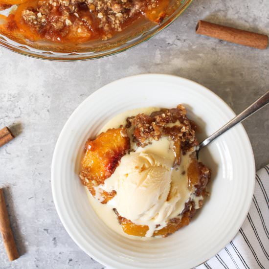 Easy Peach Crisp - Recipe photo by themidwestkitchenblog