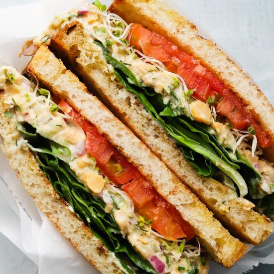 Chickpea “Tuna” with Lemon Tahini - Recipe photo by lindseyeatsla