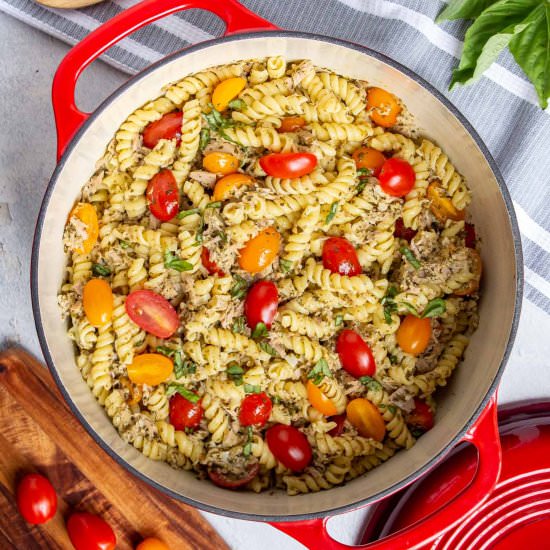 Tuna Pesto Pasta - Recipe photo by bykelseysmith
